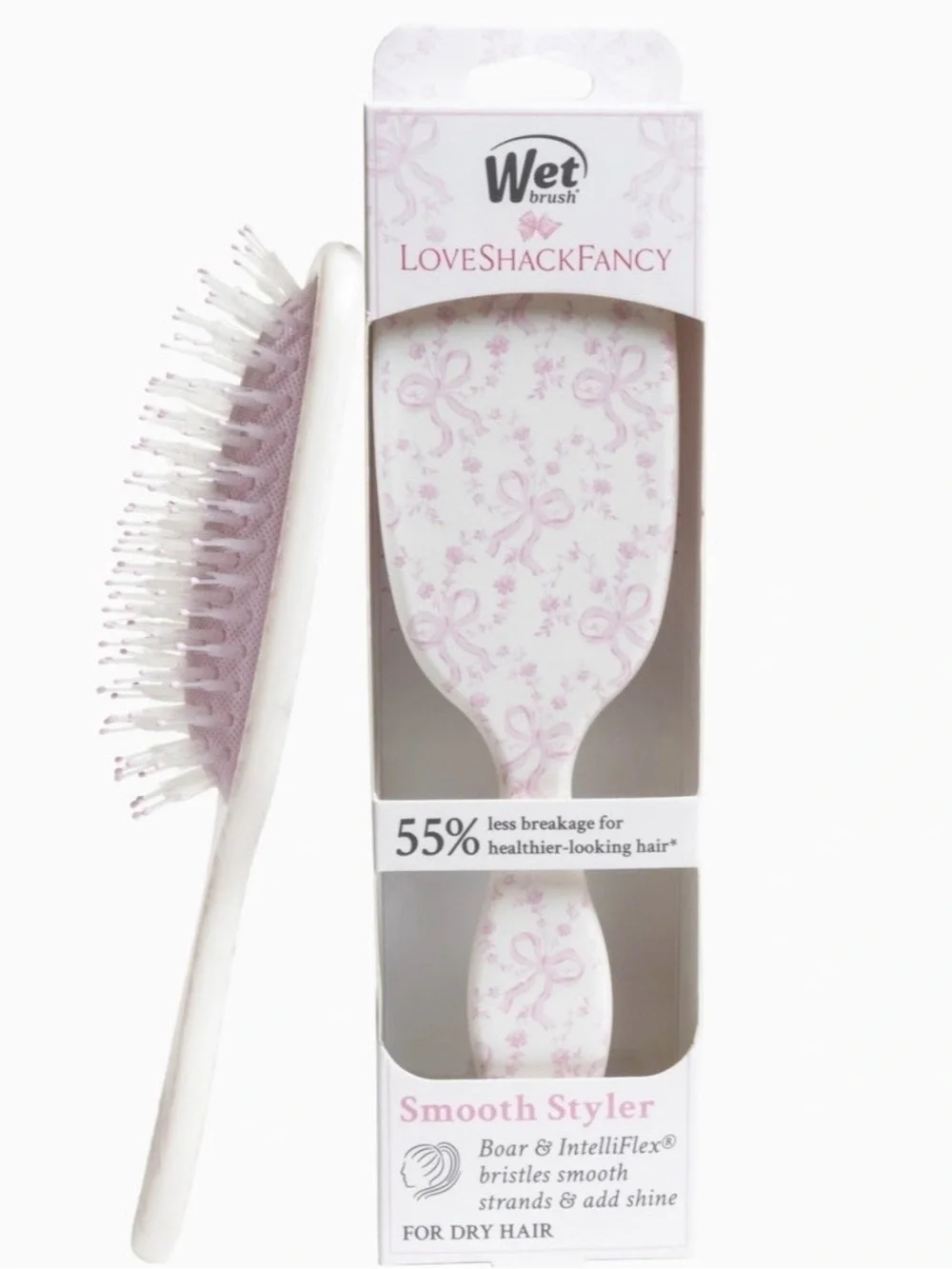 LoveShackFancy x Wet Brush Smooth Styler, Coquette Bow Pink Bows NEW IN BOX